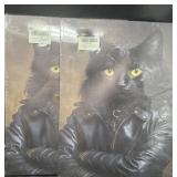 New 2 PCs Size 15 x 12 inches Punk Black Cat
