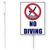 New (Lot of 2) Uptell No Diving Sign With Stake