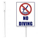 New.  No Diving Sign With Stake No Diving Pool
