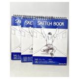 New (3) 9x12 Inch Spiral Bound Sketchbook 110Page