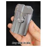 Pistol Shaped Gun Lighter RED FIRE Laser, Chrome.