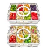 New 2 Pack Divided Serving Tray with Lid and