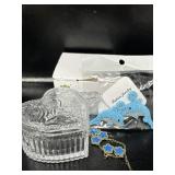 Elegant Embossed Heart-Shaped Pink Crystal Glass