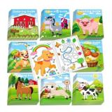 New 24Pcs Farm Animals Mini Coloring Books for