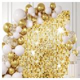 New 24 Pcs Gold Shimmer Wall Backdrop - 4x6 FT