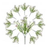 New 12 Bundles of White Outdoor Fake Flowers,