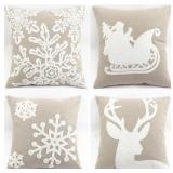 Pack of 4 Christmas Pillow Covers Embroidery