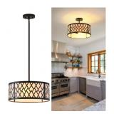 New SGLfarmty 15.7" Black Drum Chandelier,
