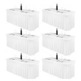 New 6 pk 6ft White Velvet Tablecloth with Ruffle