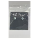 New Eli Pebble - Aquamarine Birthstone Ear Studs,