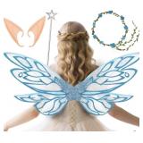 New Adult Fairy Wings 33.6"x13.8" Blue Sparkling