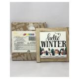 Hello winter wooden sign,Christmas bingo 28pcs