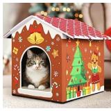New Chunful Christmas Cat House with Cushion Bed
