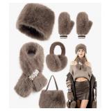 New Gifts Sets for Women-5 Piece, Faux Fur Bucket