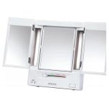 JERDON Tri-Fold Two-Sided Makeup Mirror with Light