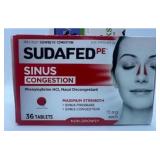 New Factory Sealed Sudafed PE Sinus Congestion 36