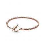 Pandora Moments Heart T-Bar Snake Chain Bracelet -