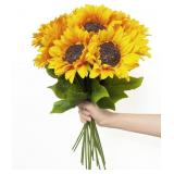 10PCS Sunflowers Artificial Flowers, Fake Silk Sun