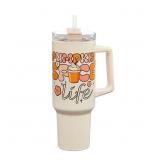 Pumpkin Spice Printed Tumbler with Straw
