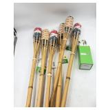 New Lot of 6 tall Bamboo torches with 6 torch wick