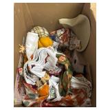 Big box of fall decor, kitchen towels and more