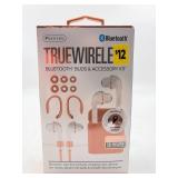 True wireless Bluetooth buds and accessory kit.