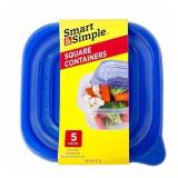 Smart & Simple Square Containers, 5 ct