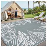 Outdoor Plastic Straw Rug Waterproof Patio 9x12 Gr