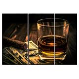 Cigar and Wine Wall Art for Bar, PIY Whiskey Pictu