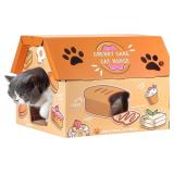 Cardboard Cat House with Scratcher   Orange Cake D