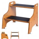 2-Step Wooden Step Stool for Adults & Kids   Non-S