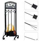 WILLBOND 5 Pieces Cowboy Fireplace Tools Sets Iron