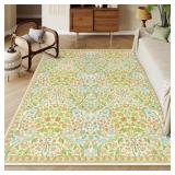 Moynesa Floral Washable Rugs, 8x10 Area Rug for Li