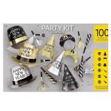 Happy New Year Party Kit for 100 Person, Black, Go