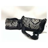 Set Of 2 Small Tribal Aztec Design Black White Cro