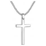 Fiusem Cross Necklace for Men, Silver Tone/Gold Pl