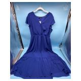 XL women s short sleeve chiffon summer dress, blue