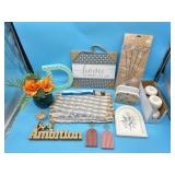 Assorted household lot- table runner, 5pc spools o