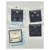 Lot of 4 Pairs of Women s Earrings, Variety of Des
