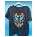 Women s Large butterfly floral short sleeve t-shir