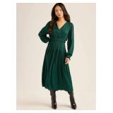 XL Scoop Women's & Women's Plus V Neck Pliss  Midi