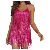 Size large Women's Sleeveless V Back Sequins Fring