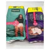Lot of 2 Packs of Depends Size Large, 22 Ct Overni