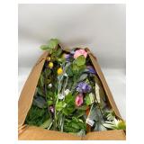 Large Box Full Of Various Fake Flowers With Stems