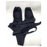 Size Large Black Plunge Neck Open Back One Piece S