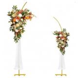 Set of 2 Gold Metal Curved Top Balloon Flower Back