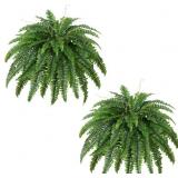 Dkaltm Artificial Boston Fern Bush- Set of 2 Large