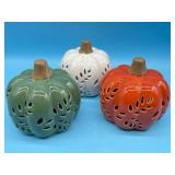 3pc ceramic decorative leaf design pumpkins 5  Tal