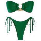 Size Small ZAFUL Metal Ring Bandeau Bikini Set Tie