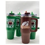 Lot of 4 Football Themed 40 Fl Oz Stainless Steel